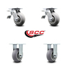Service Caster 5 Inch Thermoplastic Rubber Caster Set with Ball Bearings 2 Brakes 2 Rigid SCC SCC-TTL30S520-TPRBD-2-R-2